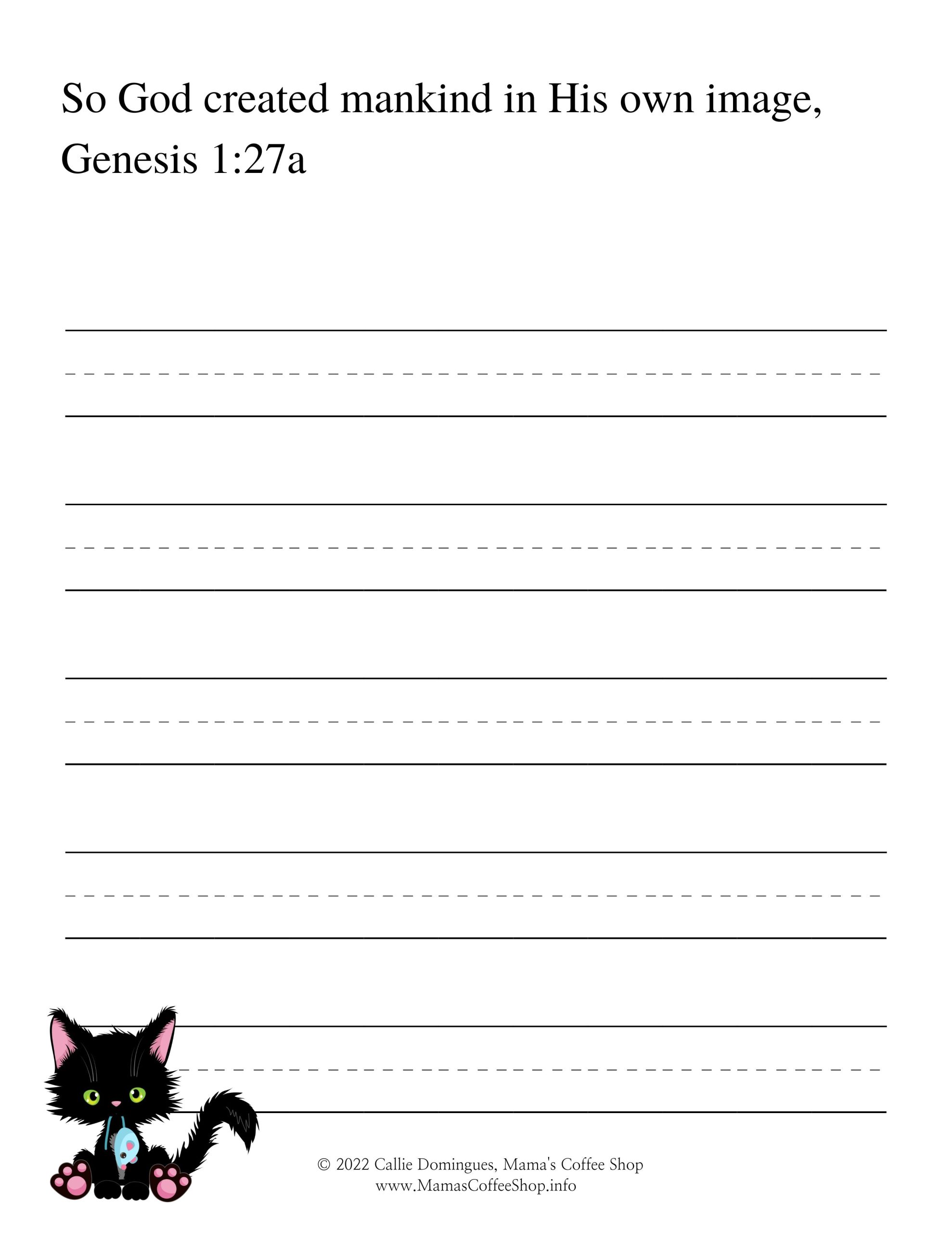Black Cat Bible Copywork Set 1 - NIV - Image 3